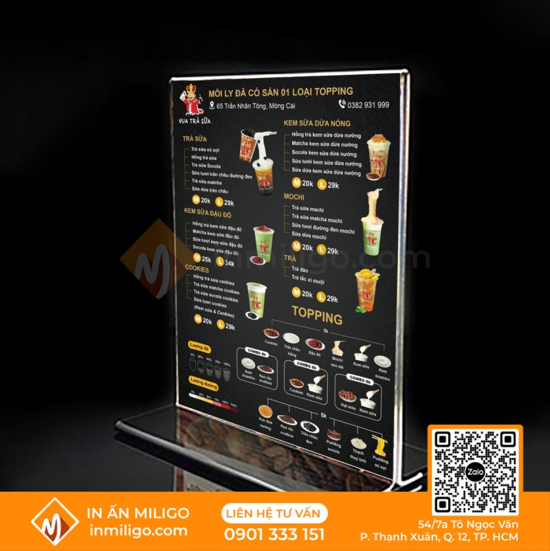Kích thước menu