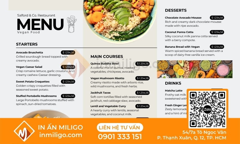 Kích thước menu