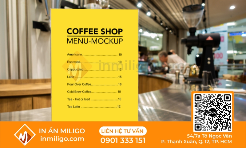 Kích thước menu