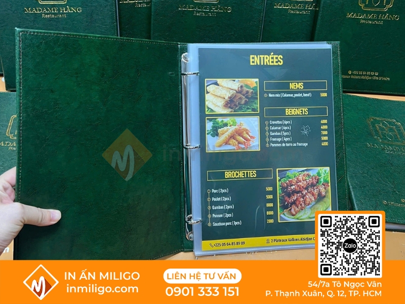 Menu nhà hàng âu