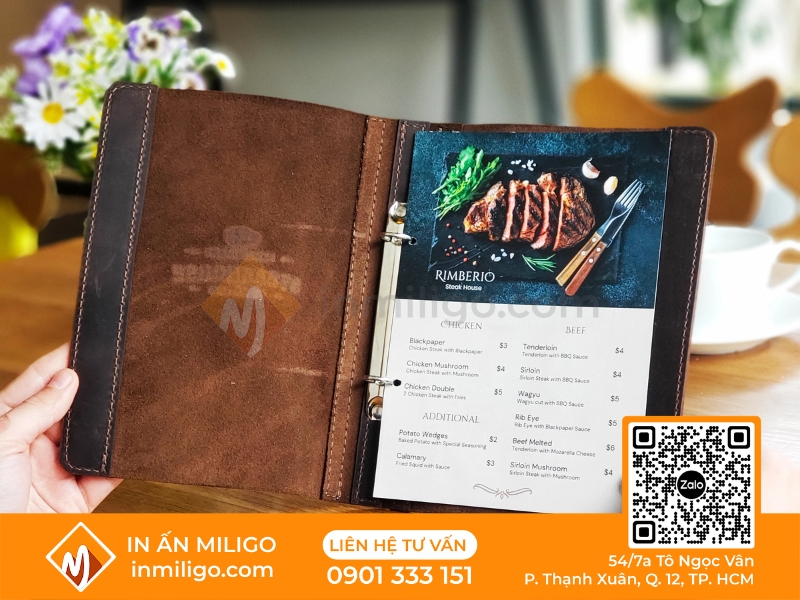 Menu nhà hàng âu