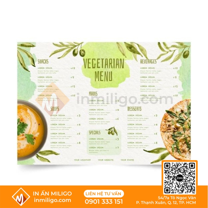 Menu nhà hàng chay