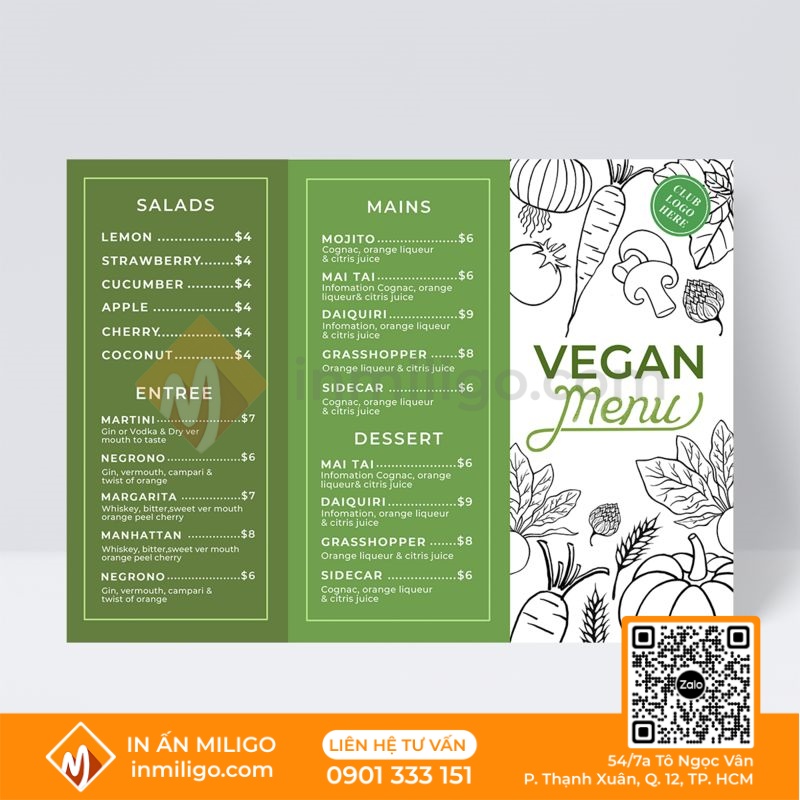 Menu nhà hàng chay