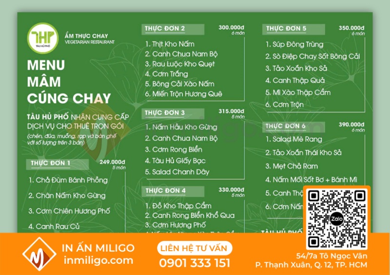 Menu nhà hàng chay