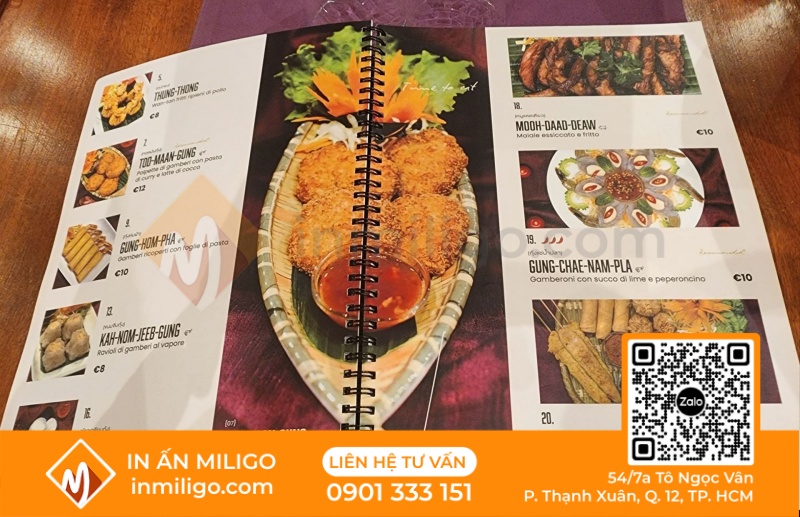 Menu nhà hàng thái