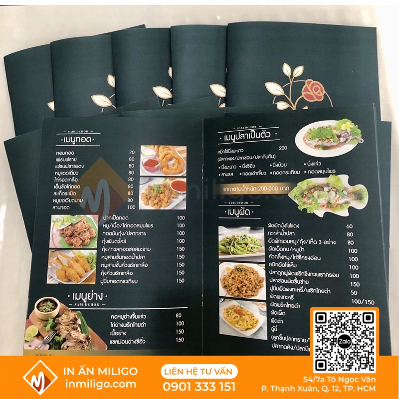Menu nhà hàng thái