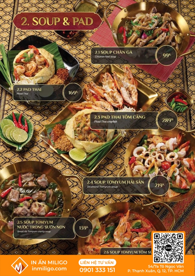 Menu nhà hàng thái