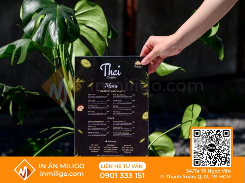 Menu nhà hàng thái