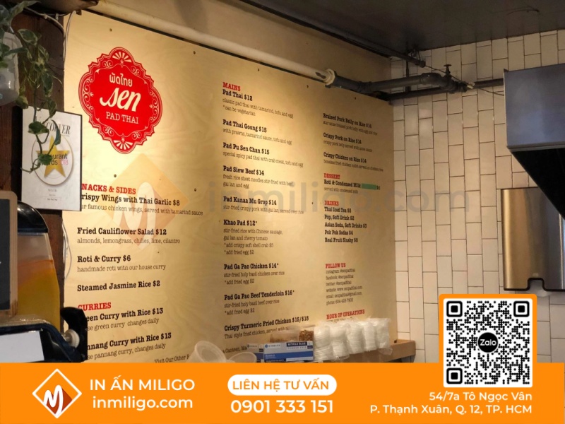 Menu nhà hàng thái