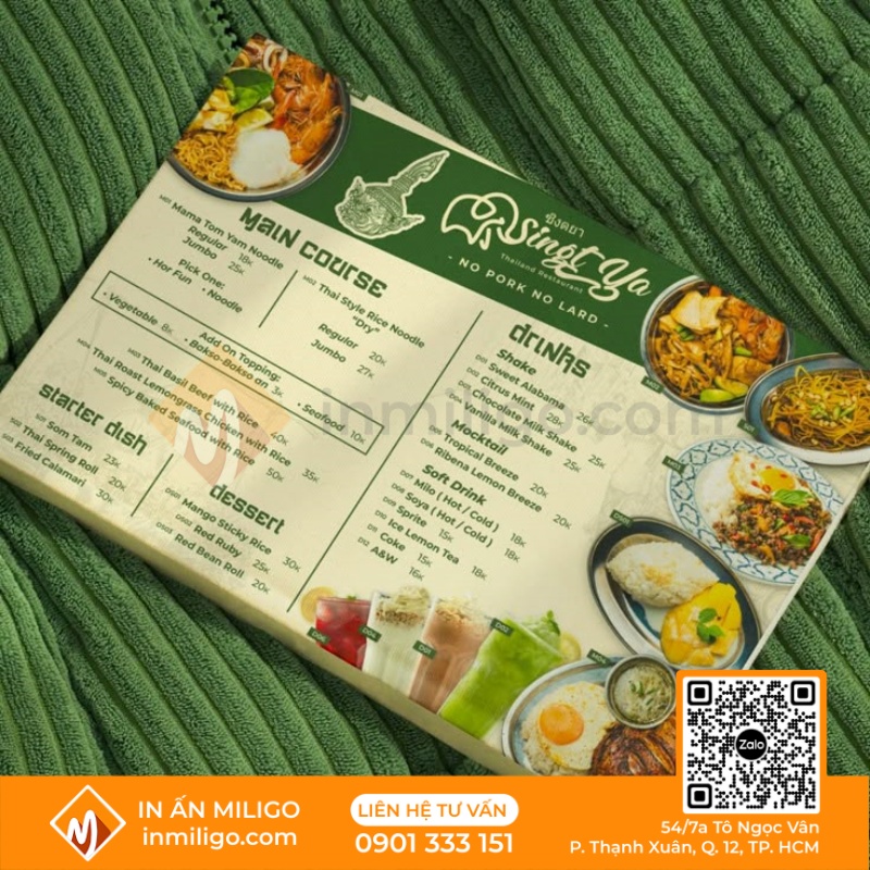 Menu nhà hàng thái