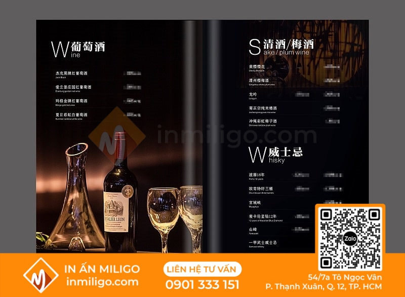 Menu nhà hàng trung quốc
