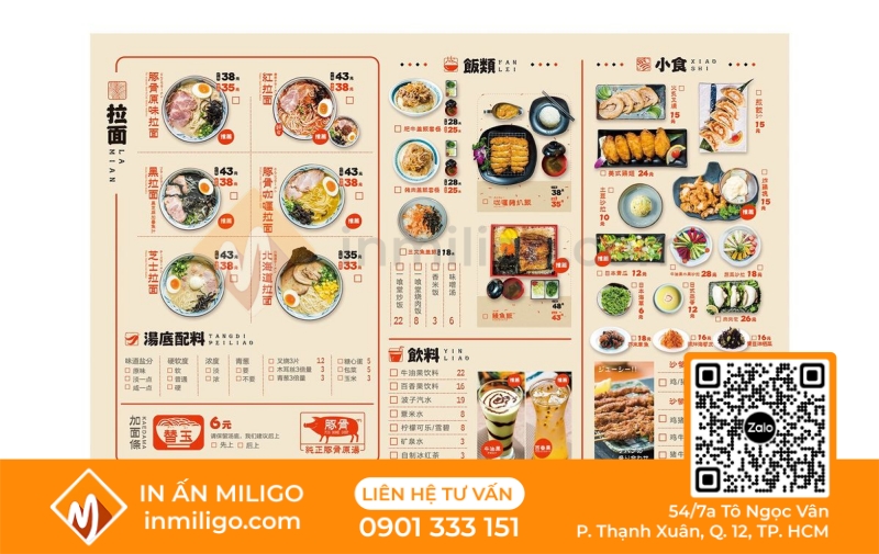 Menu nhà hàng trung quốc