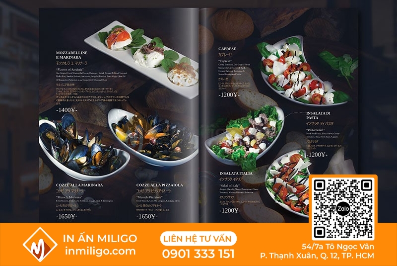 Menu nhà hàng ý