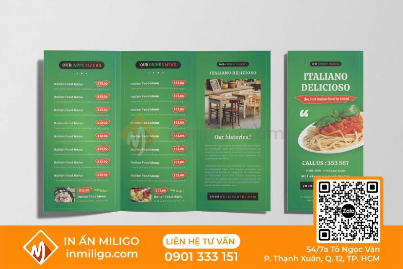 Menu nhà hàng ý