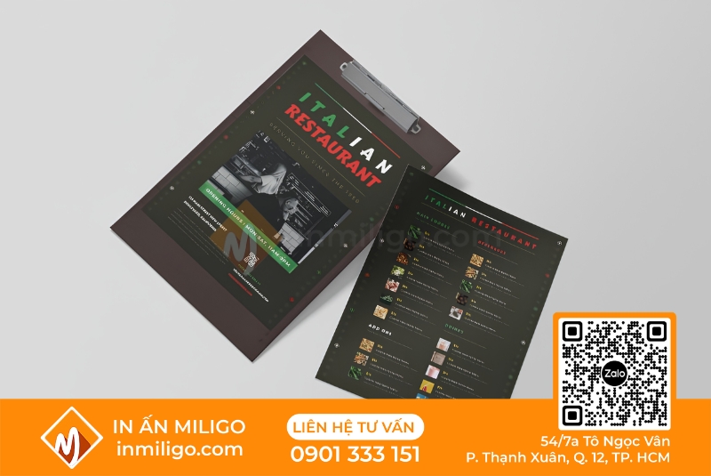 Menu nhà hàng ý