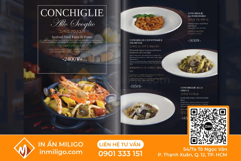 Menu nhà hàng ý