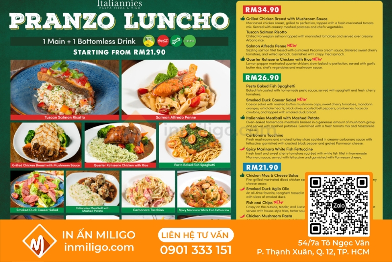 Menu nhà hàng ý