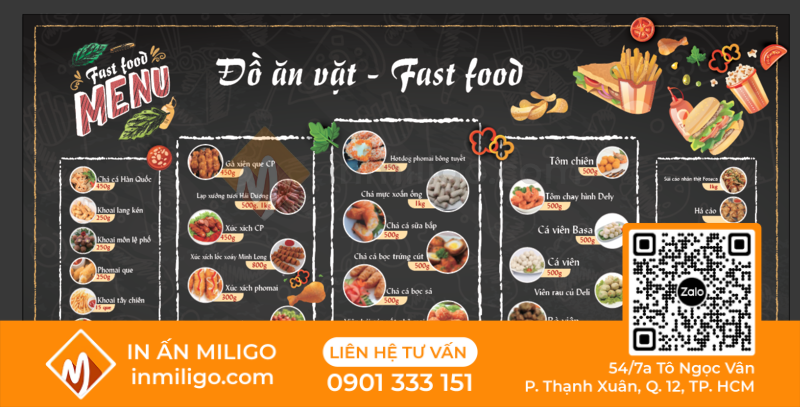 Mẫu menu quán ăn vặt