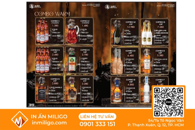 Menu quán bar