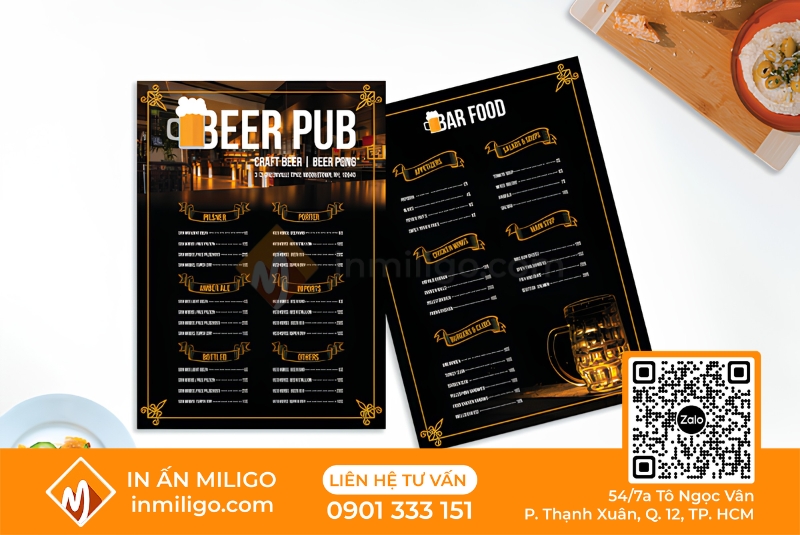Menu quán bar