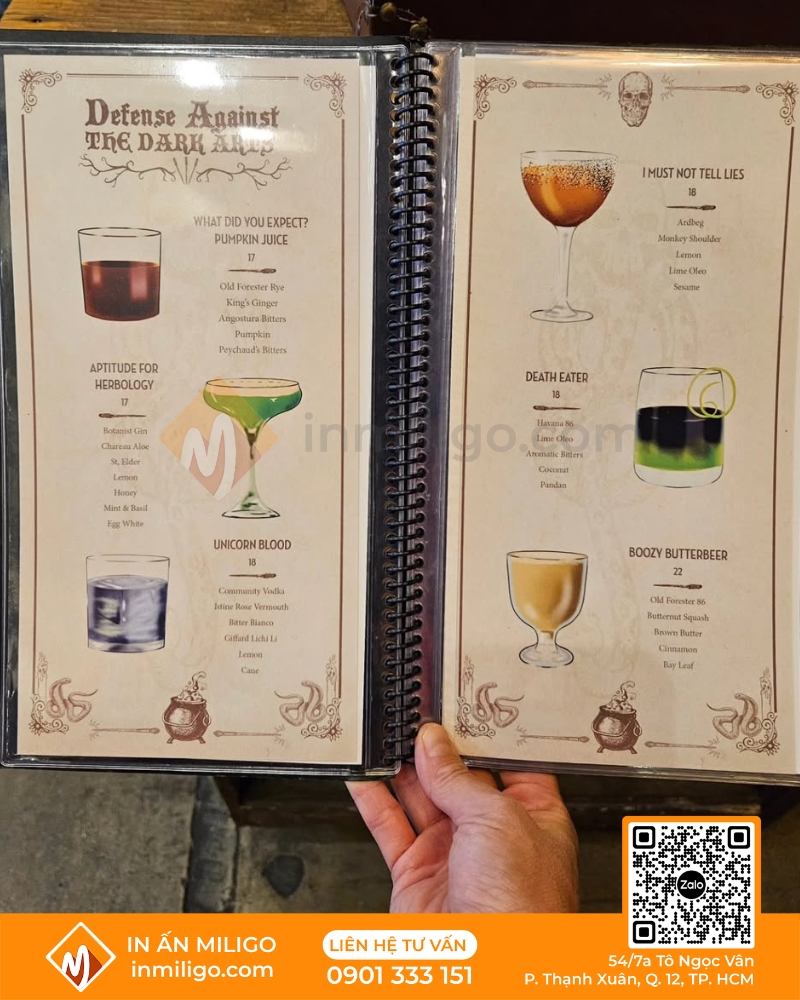 Menu quán bar
