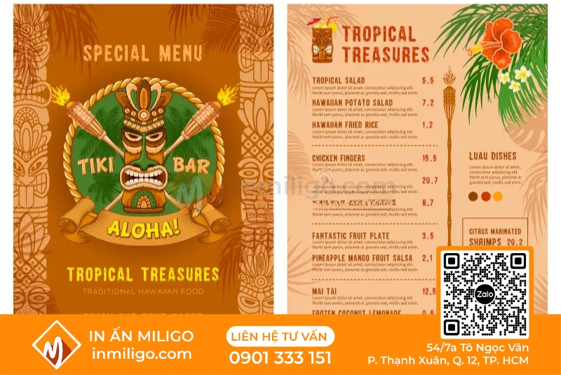 Menu quán bar