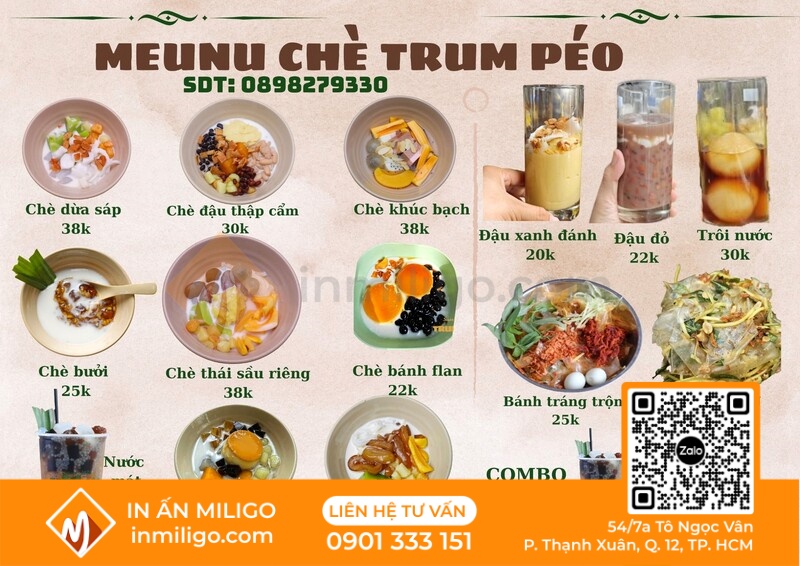 Mẫu menu quán chè