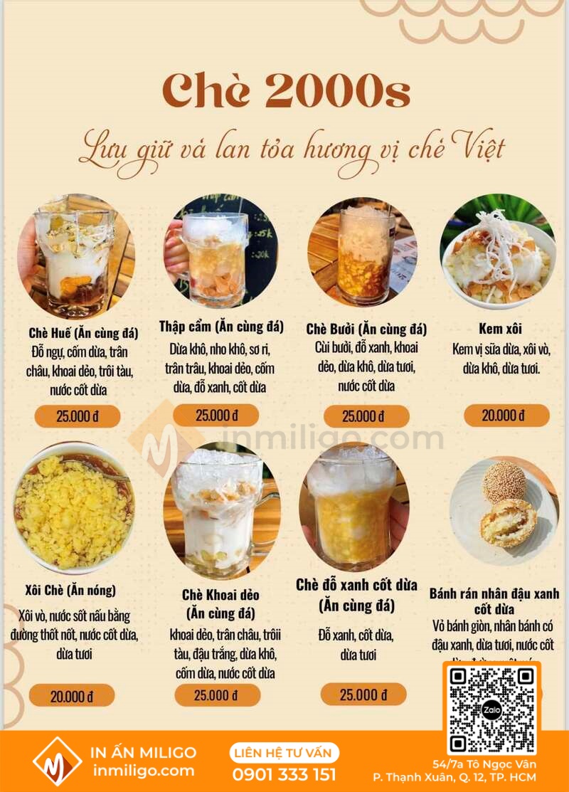 Mẫu menu quán chè