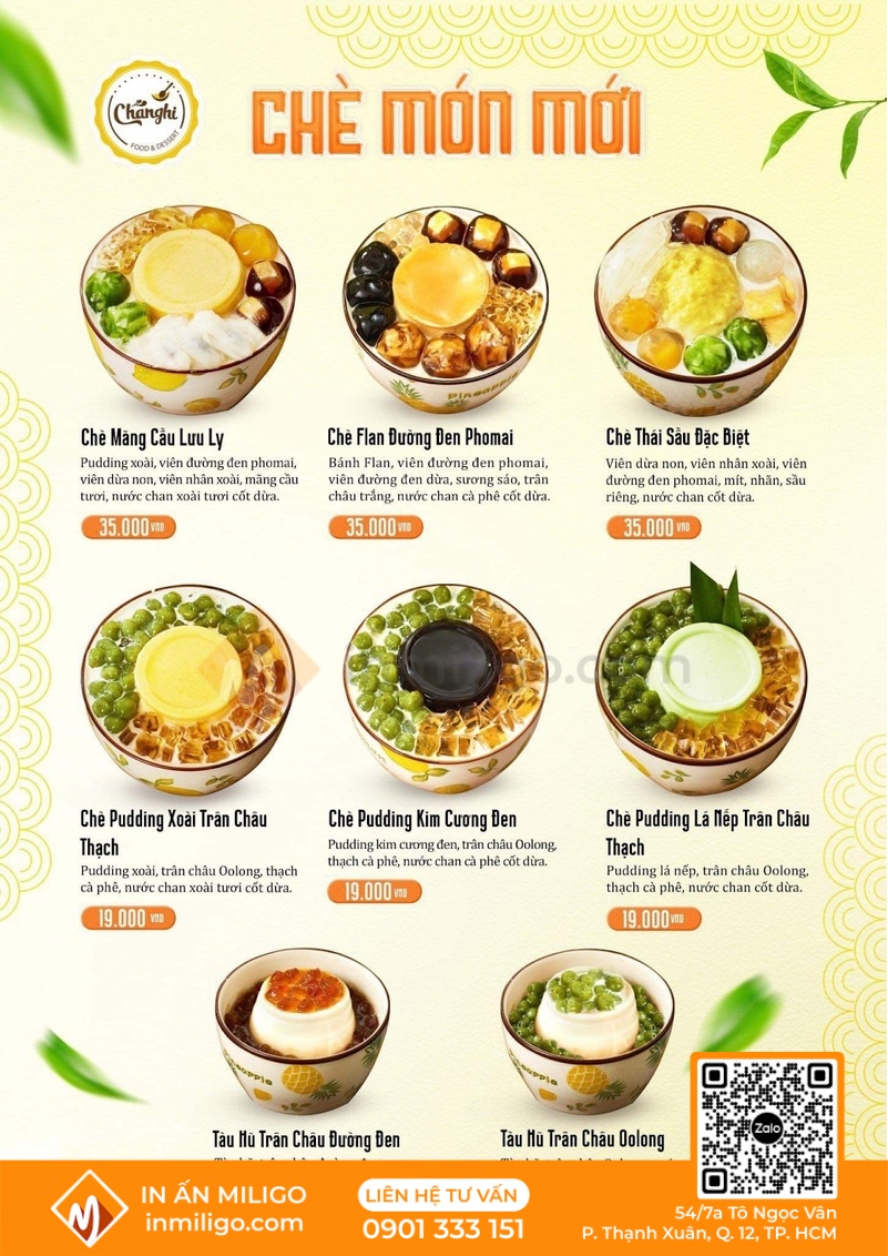 Mẫu menu quán chè