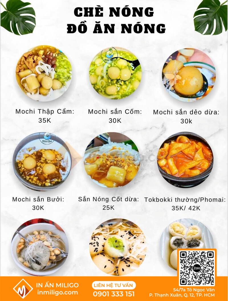 Mẫu menu quán chè