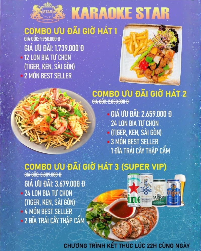Menu quán karaoke