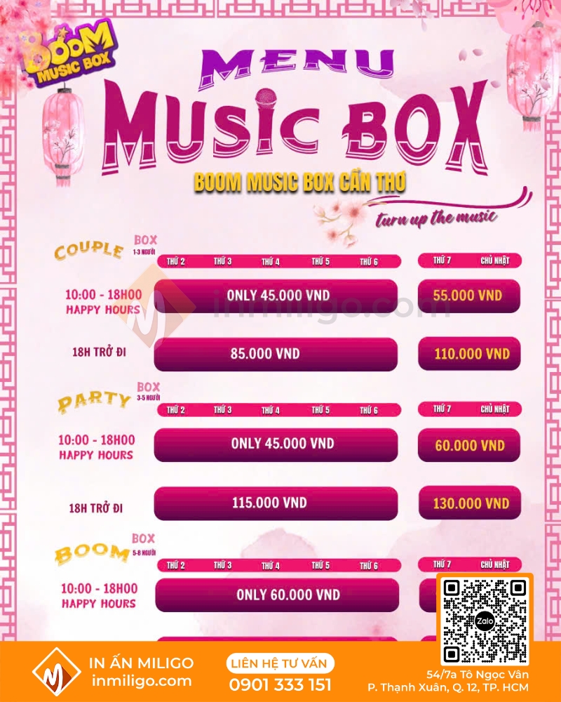Menu quán karaoke