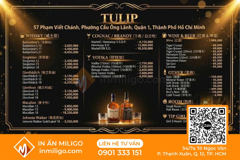 Menu quán karaoke
