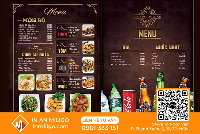 Menu quán karaoke