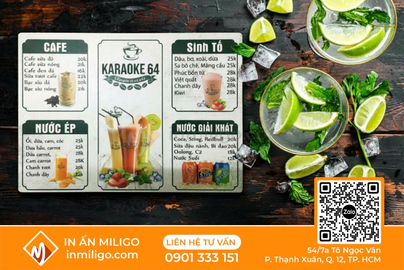 Menu quán karaoke