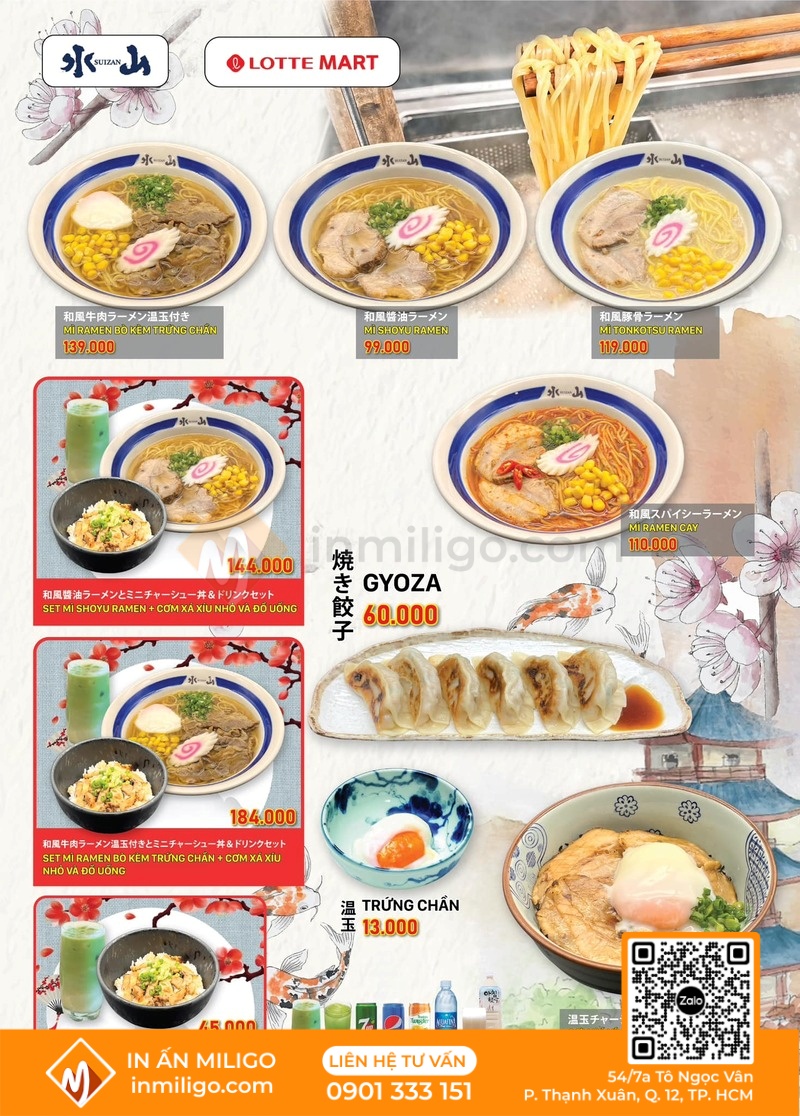 Menu quán nhật