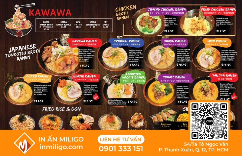 Menu quán nhật