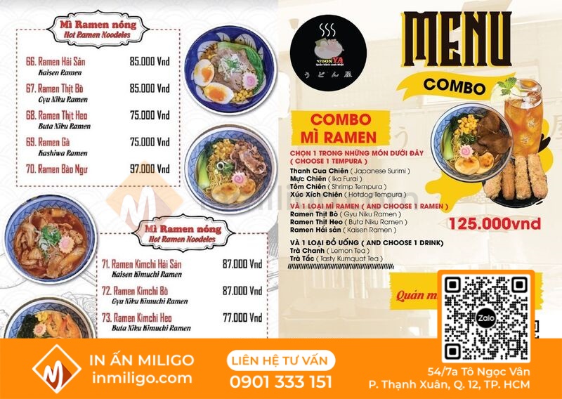 Menu quán nhật