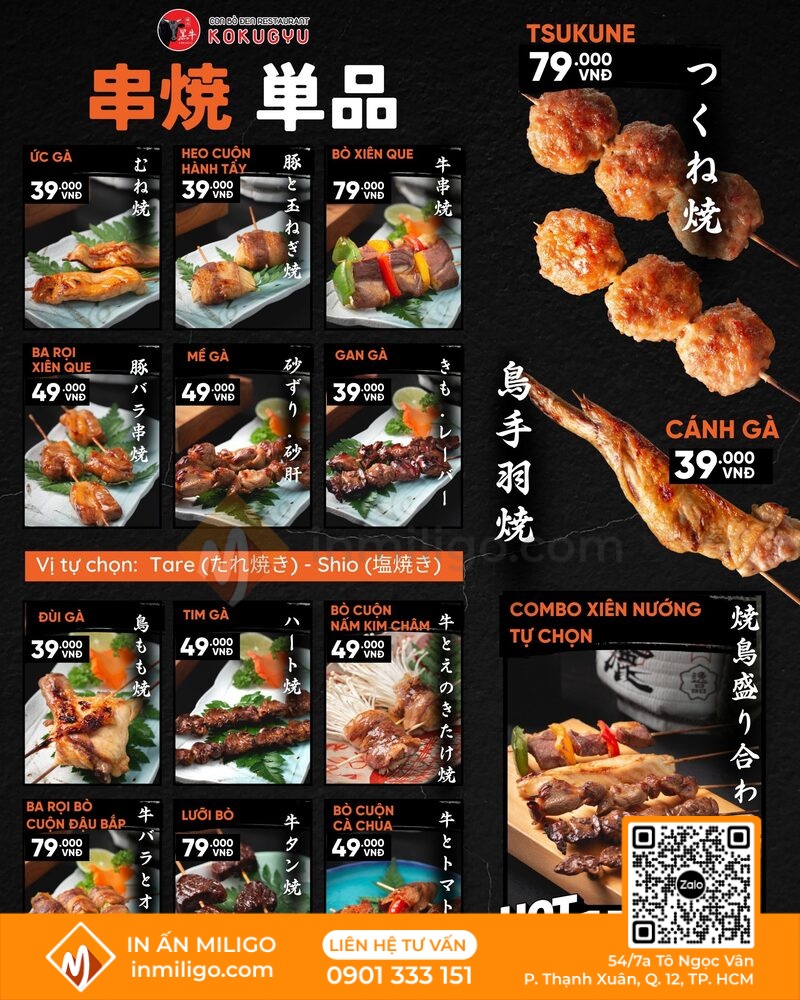 Menu quán nhật