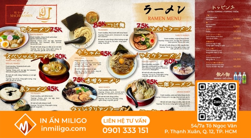 Menu quán nhật