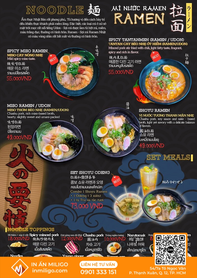 Menu quán nhật