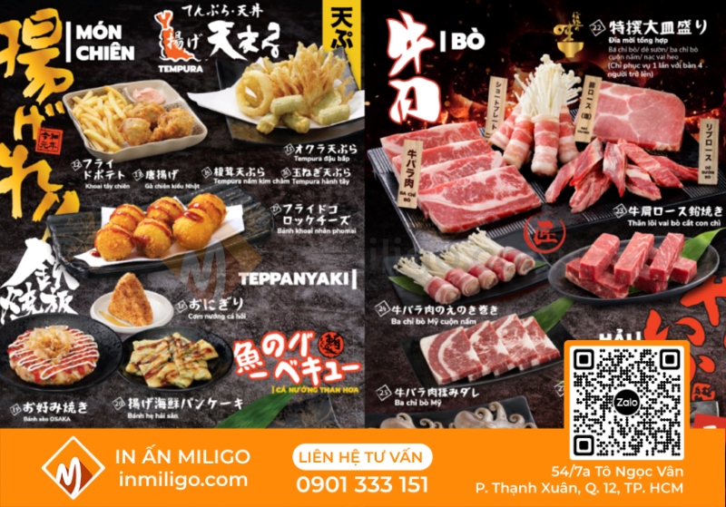 Menu quán nhật