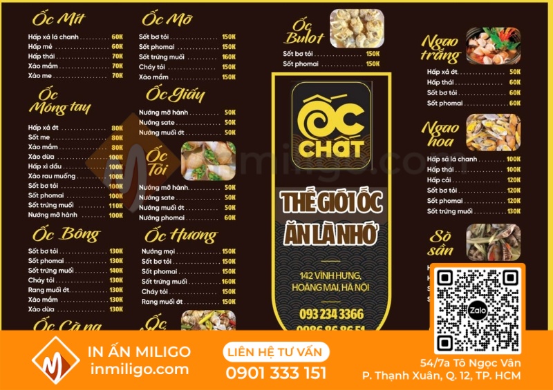 Mẫu menu quán ốc