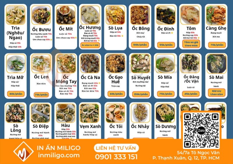 Mẫu menu quán ốc