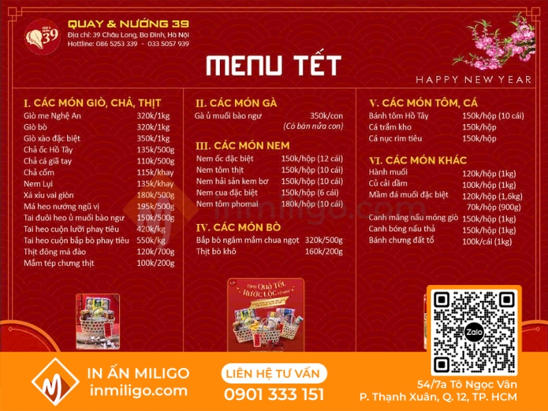 Mẫu menu tết