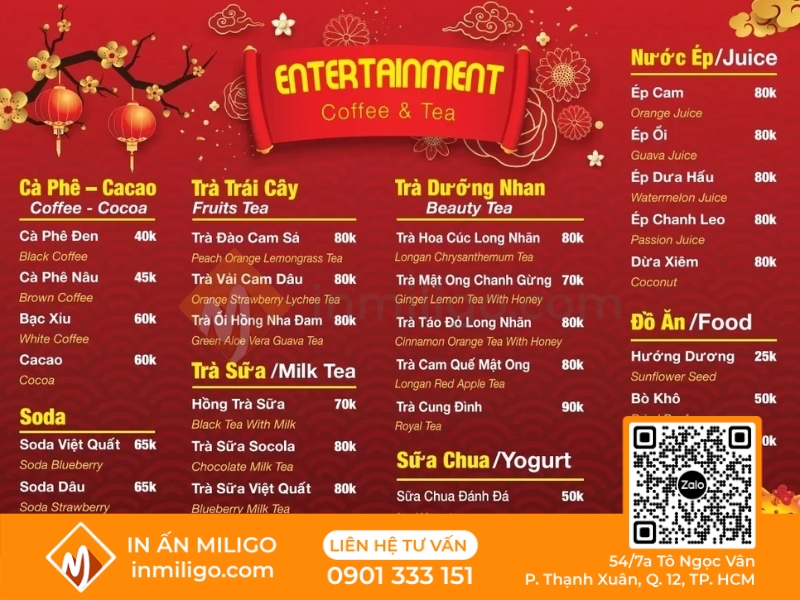 Mẫu menu tết
