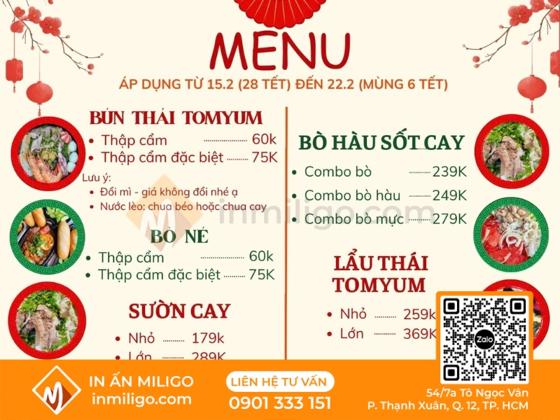 Mẫu menu tết