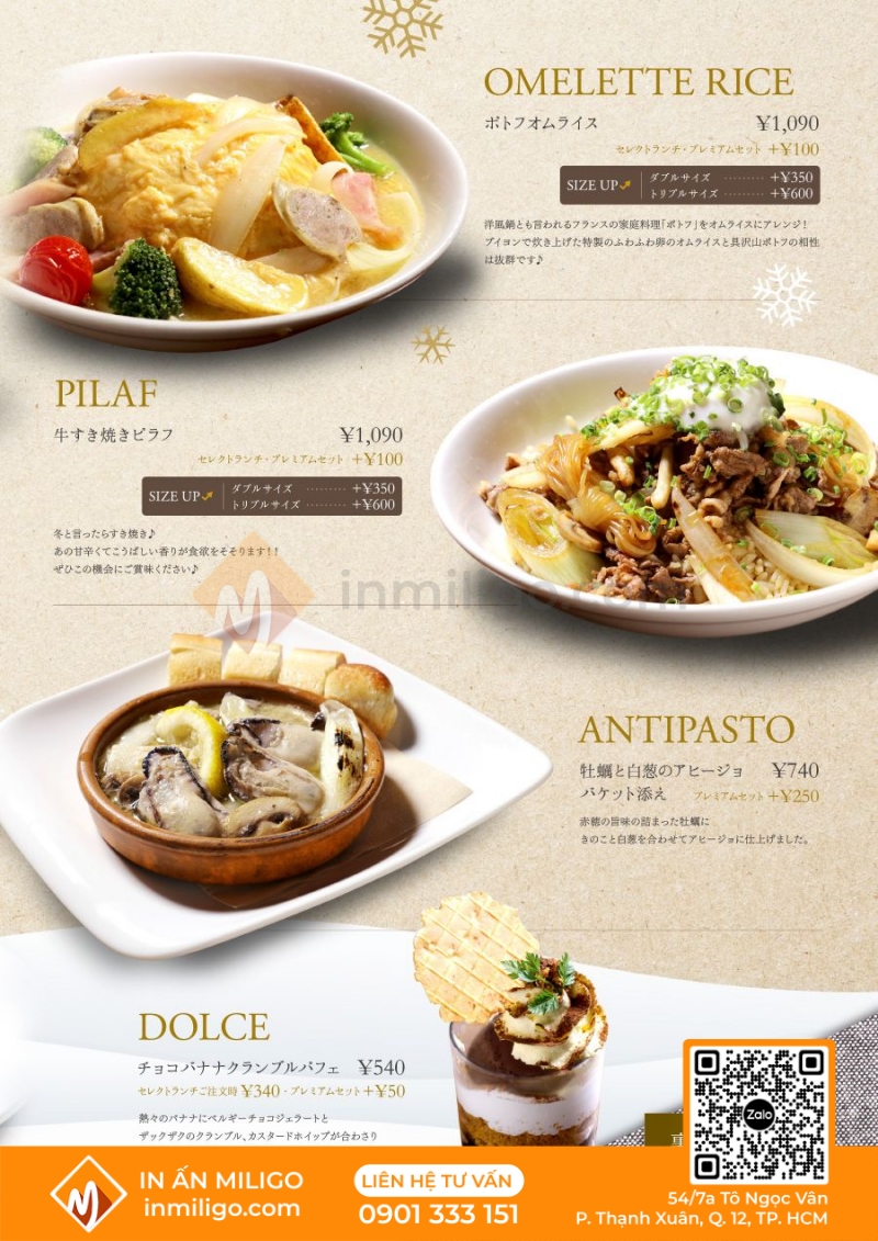 Menu tờ rơi