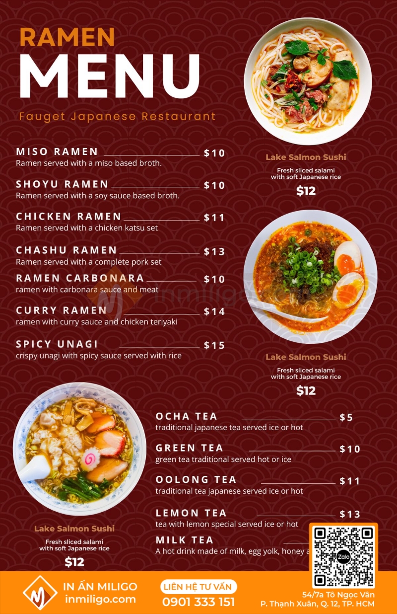 Menu tờ rơi