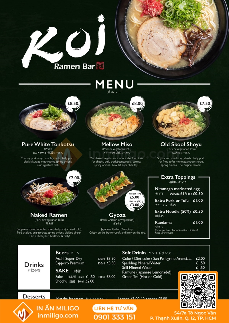 Menu tờ rơi